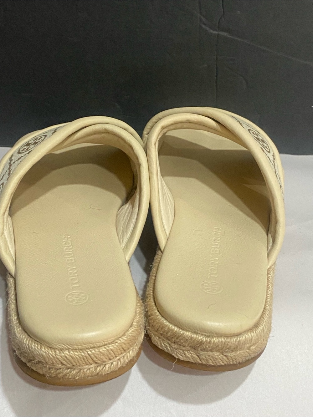 TORY BURCH MONOGRAM ESPADRILLE CRISSCROSS SLIDE HAZEL JACQUARD SZ 10 - Picture 6 of 8
